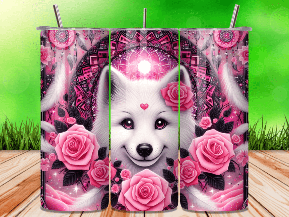 Download Pink Wolf Dreamcatcher Mandala Tumbler - Dreamcatcher mandala Collection