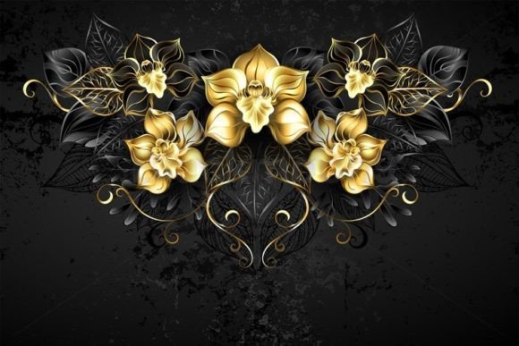 Download Symmetrical Pattern with Black Orchids - Pattern Collection