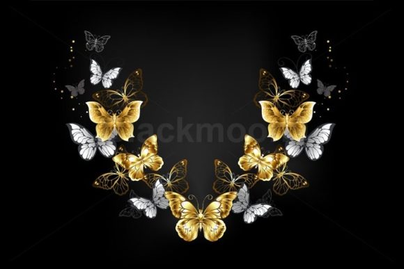 Download Symmetrical Pattern of Gold Butterflies - Pattern Collection