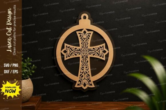 Download Ornamental Round Cross Laser Cut SVG - Premium Resources