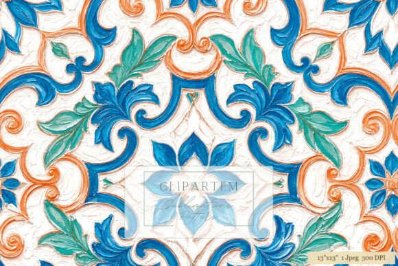 Download Blue Orange Majolica Tile Repeat Pattern - Pattern Collection