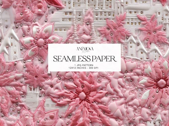 Download Pink Poinsettia Embroidery Pattern Paper - Pattern Collection