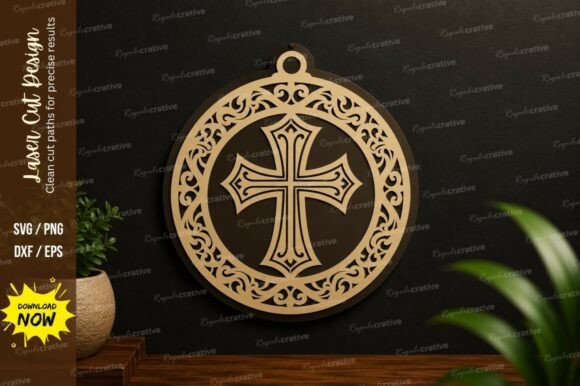 Download Ornamental Round Cross Laser Cut SVG - Premium Resources