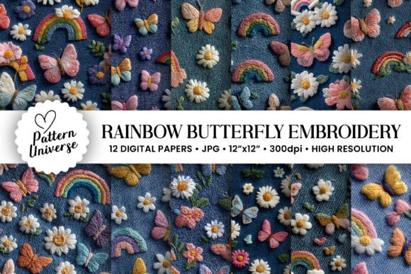 Download Rainbow Butterfly Embroidery Pattern - Pattern Collection