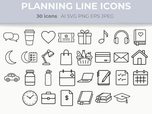 Download Daily Planning Line Icons Set Work Life - Life Collection